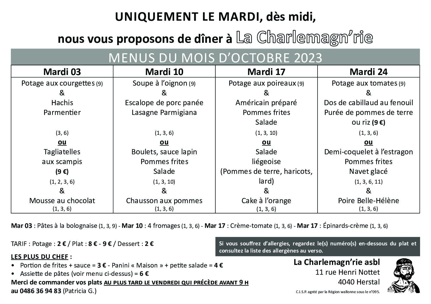 You are currently viewing Cantine : menu du mois d’octobre 2023