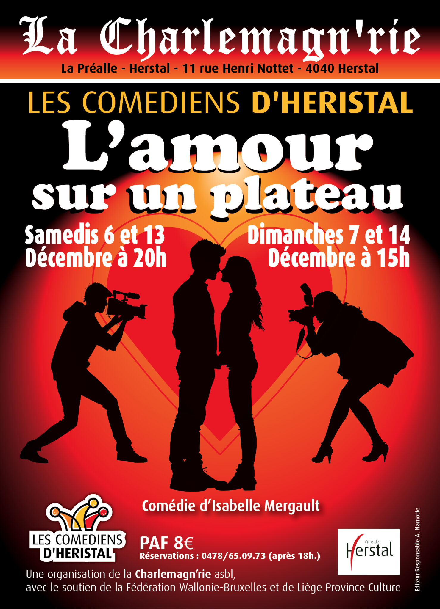 Théâtre - L'amour sur un plateau - Comédie d’Isabelle Mergault présentée par les Comédiens d'Héristal - Herstal - Liège