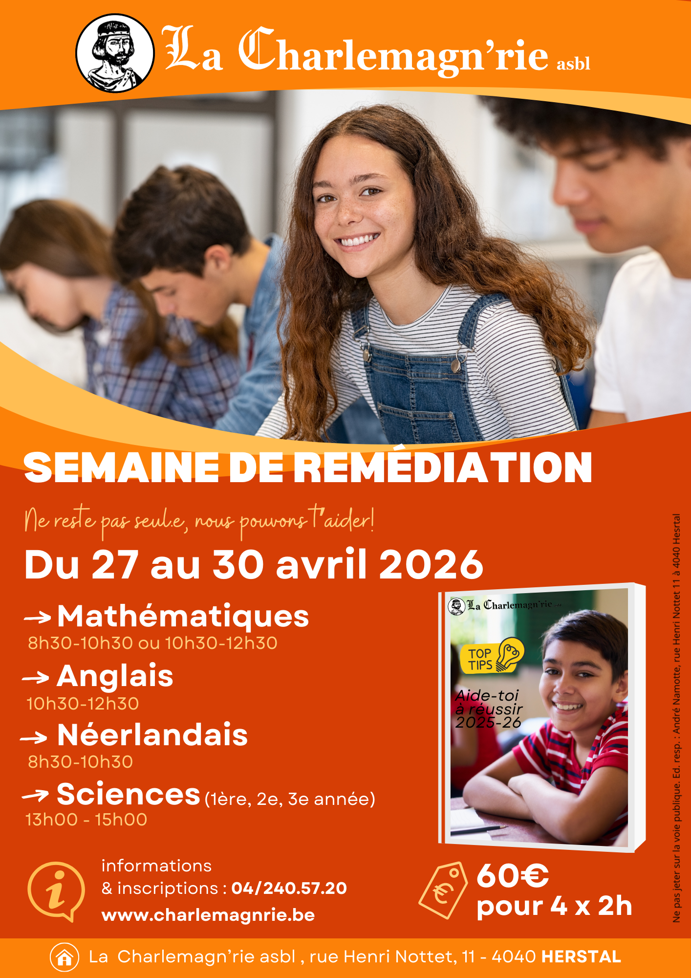 avril 2026 remédiation scolaire herstal liège